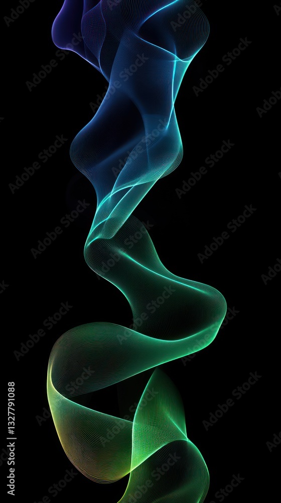 Naklejka premium Colorful swirling smoke pattern on a black background