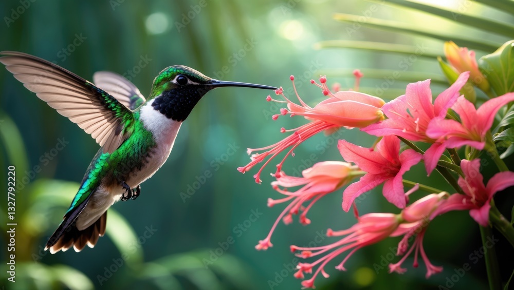Fototapeta premium Swallow tail hummingbird sipping nectar