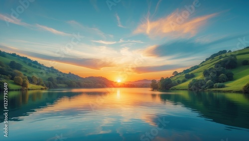 Wallpaper Mural Sunset view above the Blue Lake. Torontodigital.ca