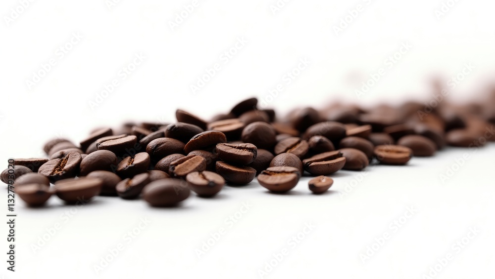Fototapeta premium Pile of coffee beans set apart on a white background