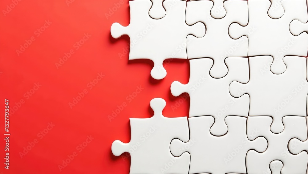White jigsaw puzzle pieces. Complete the jigsaw puzzle by filling in the missing pieces. Section of an unfolded white jigsaw puzzle. White jigsaw puzzle pieces. Complete the jigsaw puzzle by filling in the missing pieces. Section of an unfolded white jigsaw puzzle.