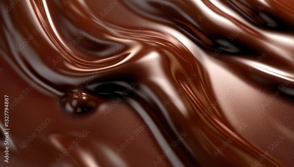 Luxurious, creamy waves of melted chocolate create a rich and inviting texture. Luxurious, creamy waves of melted chocolate create a rich and inviting texture.