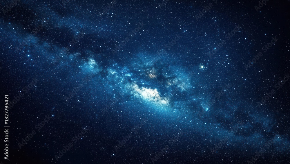 Blue Starry Space Background with Nebula and Galaxies Blue Starry Space Background with Nebula and Galaxies