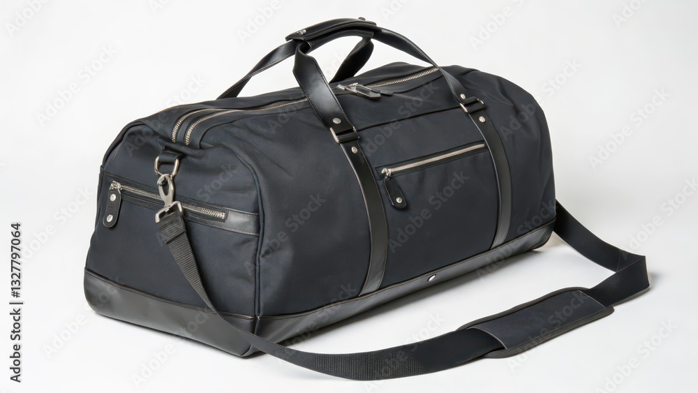 Naklejka premium Black Duffel Bag on White Background