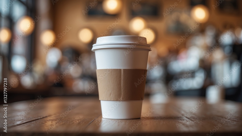 Paper coffee cup in a café. Take away, savor beverage, unwind on vacation with hot drinks. Paper coffee cup in a café. Take away, savor beverage, unwind on vacation with hot drinks.