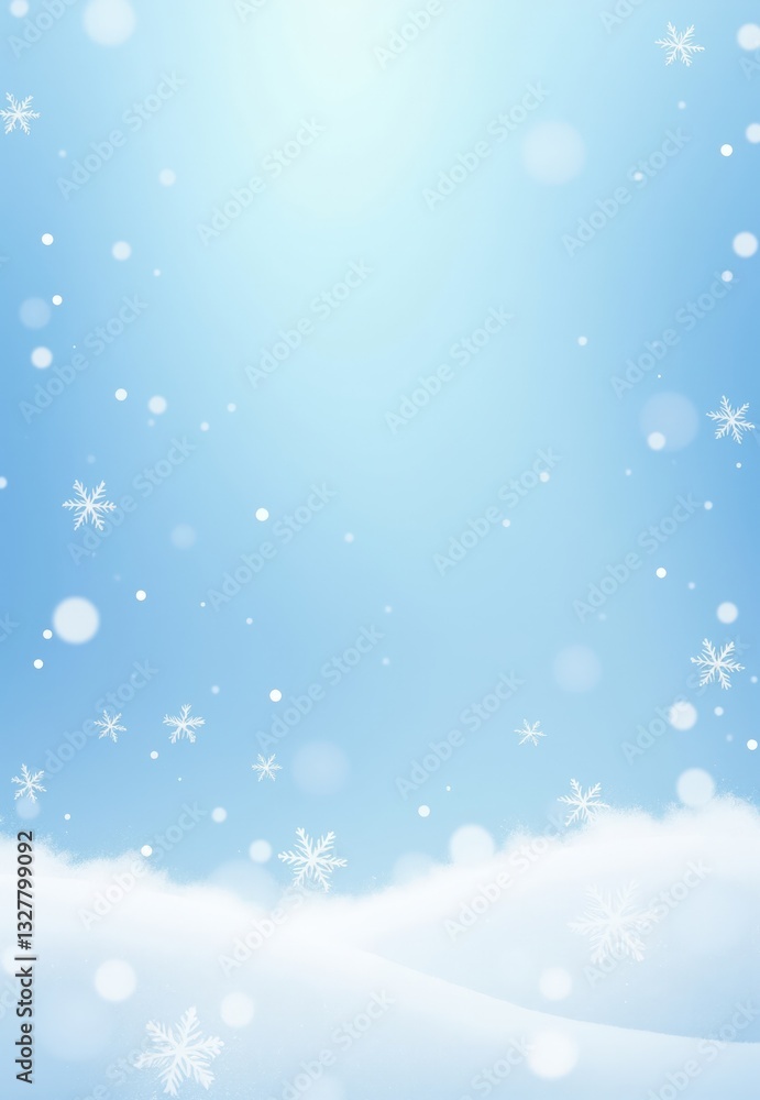 Digital Illustration of Snowflakes Falling on Snow Digital Illustration of Snowflakes Falling on Snow