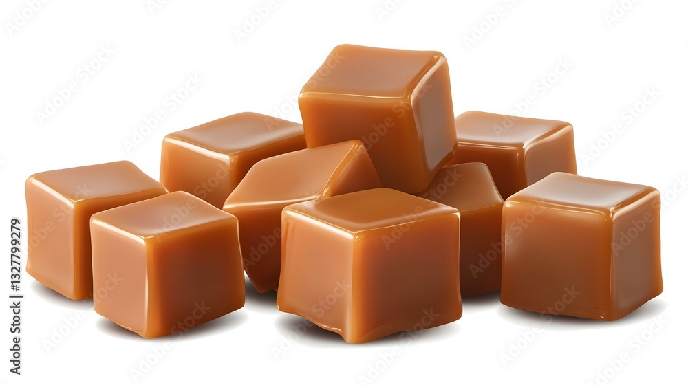 Caramel cubes isolated on transparent or white Caramel cubes isolated on transparent or white