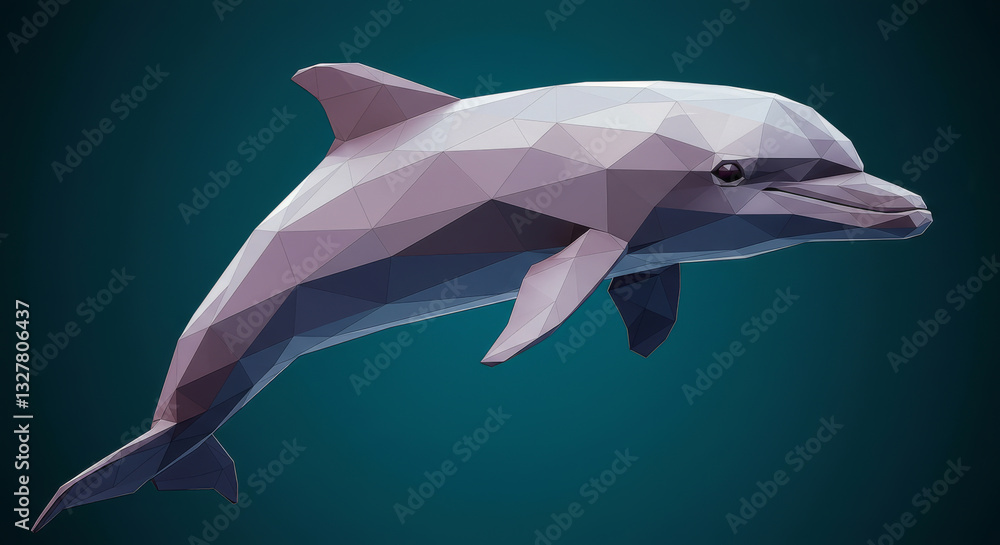 Fototapeta premium Low Poly Stylized Dolphin With Distinctive Geometric Shapes