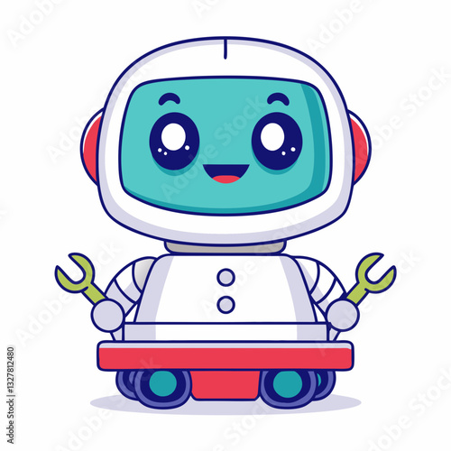 Cute robot character digital art playful design colorful environment fun concept