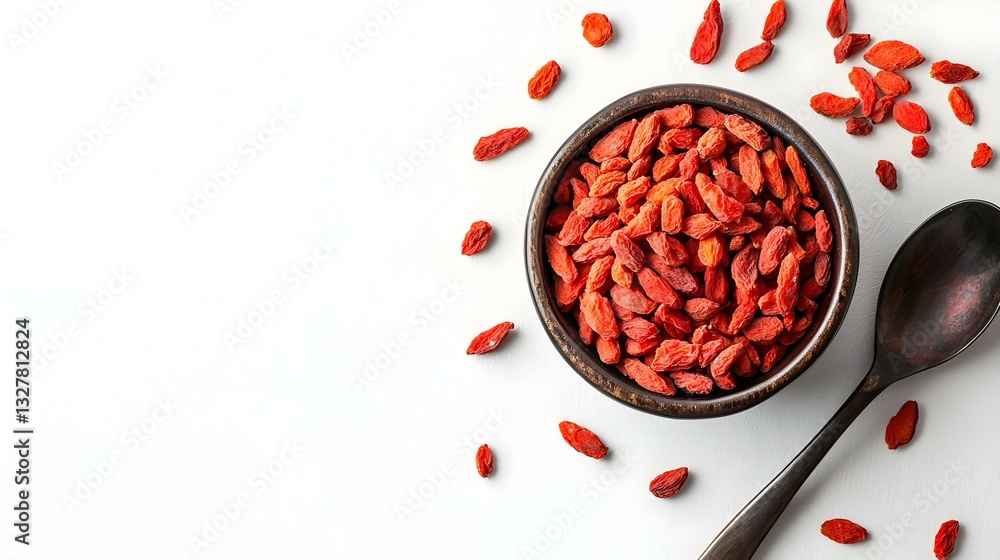 Dried Goji Berries in Bowl Isolated on White Background Dried Goji Berries in Bowl Isolated on White Background