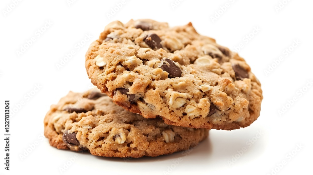 Stack of Oatmeal Chocolate Chip Cookies isolated on white background Stack of Oatmeal Chocolate Chip Cookies isolated on white background