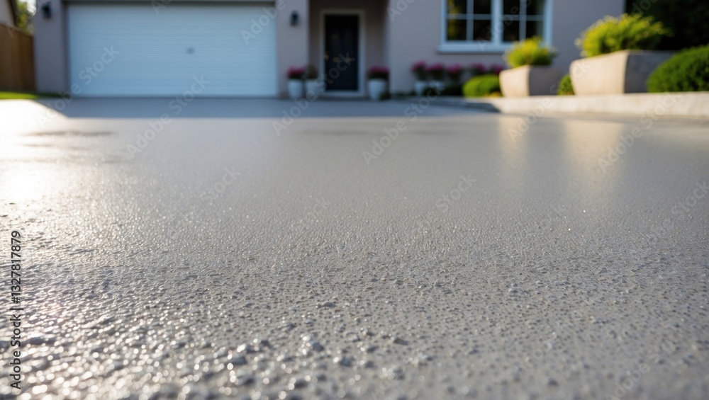 Fototapeta premium Newly installed resin driveway in front of a residential property.