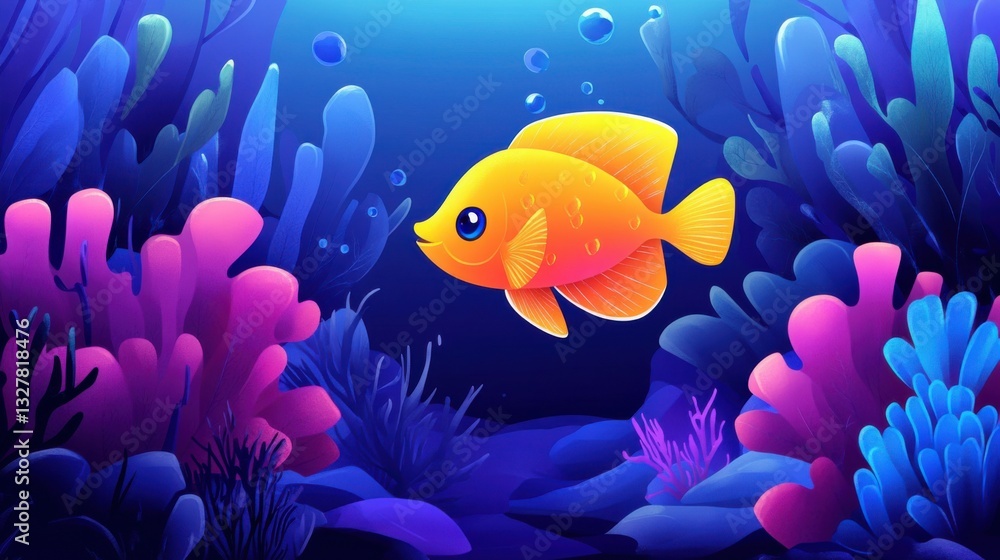 Colorful Underwater Scene with Fish and Corals