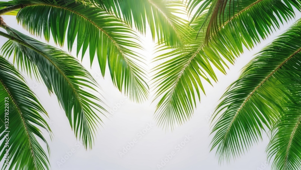 Green leaves of coconut palm tree separated on white background Green leaves of coconut palm tree separated on white background