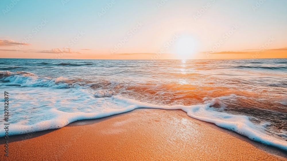 Gentle Waves at Sunset on a Serene Shoreline
