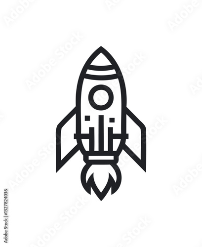 Simple Rocket Icon - Minimalist Line Art Illustration