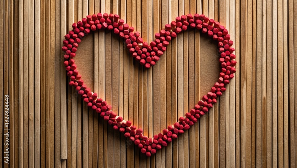 Heart created with matches on recycled paper background - Love concept Heart created with matches on recycled paper background - Love concept