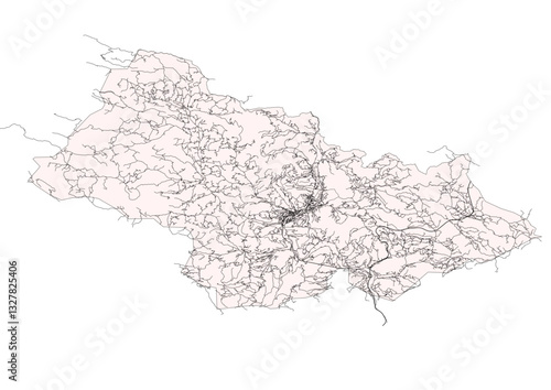 vector map of highways  in bijelo polje municipality of montenegro country