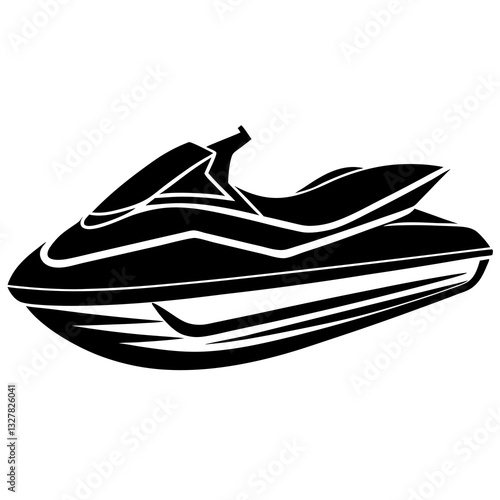 jet ski black silhouette vector, Simple silhouette Design vector icon with white background. Water transportation vector illustration 