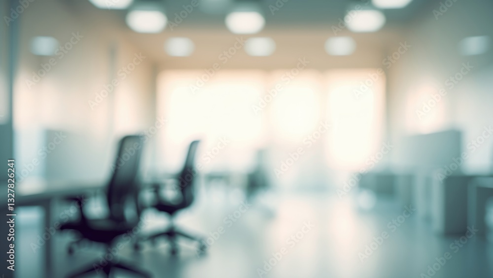 Blurred vacant open office space. Abstract light bokeh in the background interior. Blurred vacant open office space. Abstract light bokeh in the background interior.