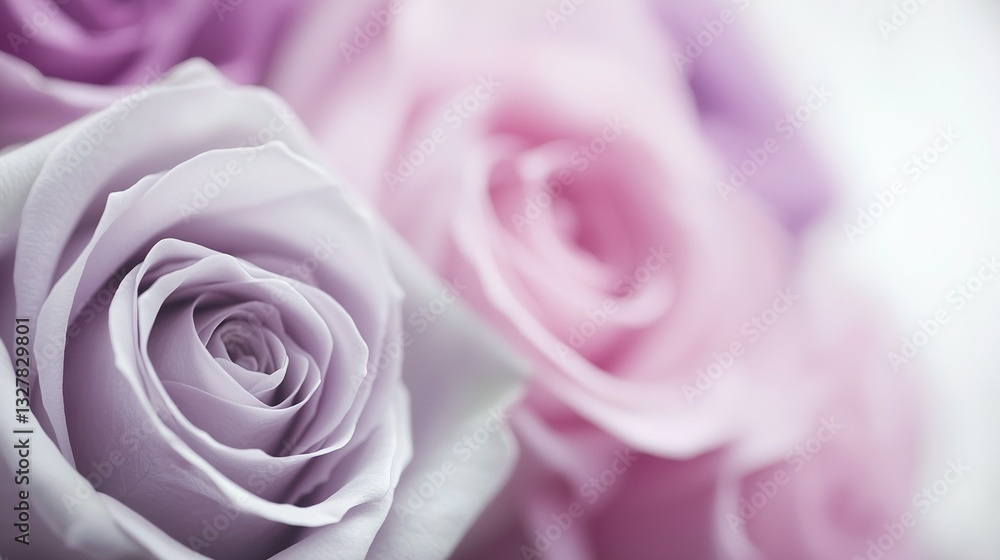   A pink and white rose petal in sharp focus, with a blurred background