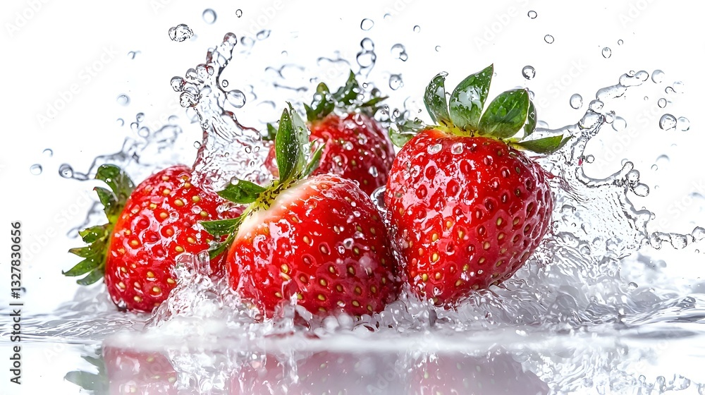 strawberry with splashes of water isolated strawberry with splashes of water isolated