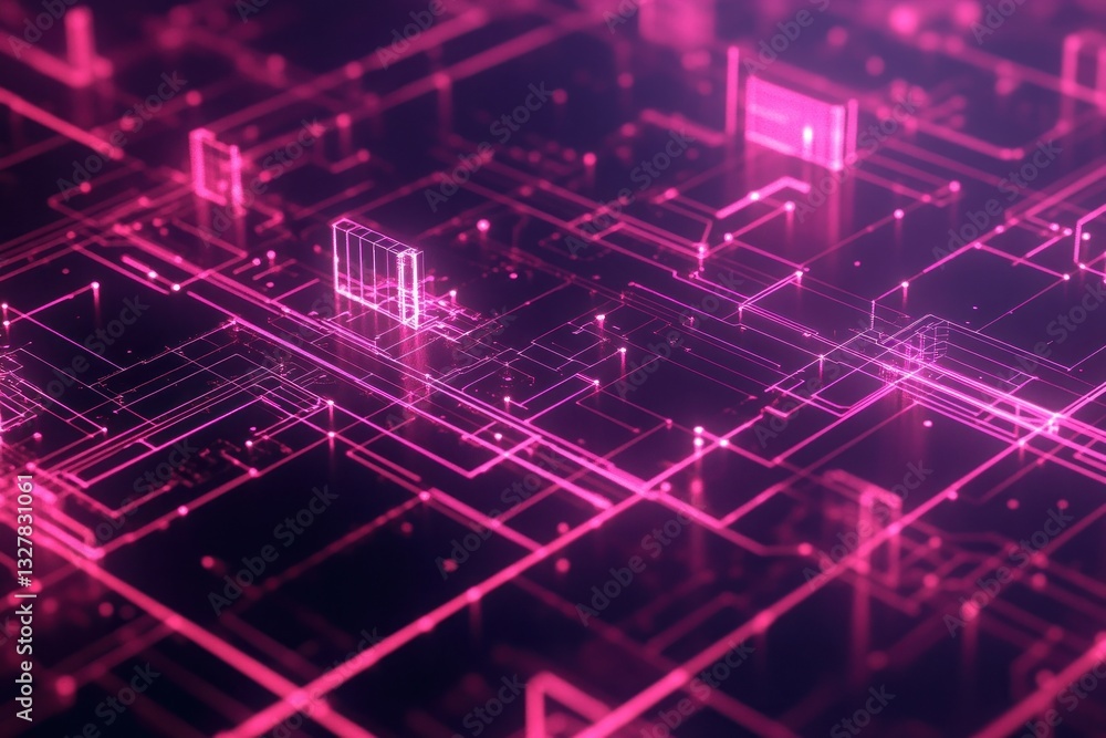 Fototapeta premium Abstract digital network design with glowing lines and nodes