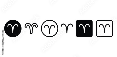 Aries Zodiac Symbol Icons Black and White Color Vector Design Illustration