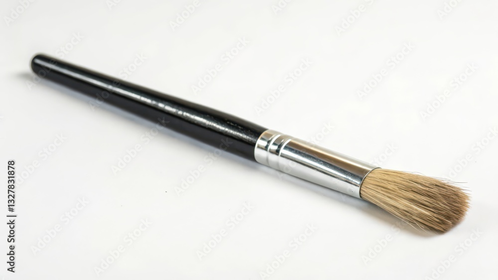 Black-handled Round Brush on White Background Black-handled Round Brush on White Background