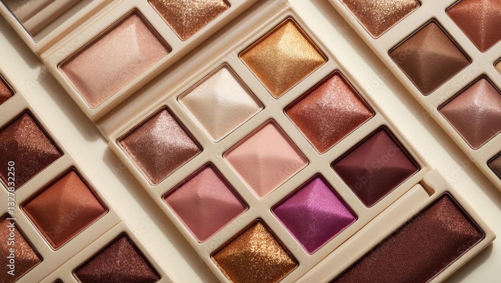 Fototapeta premium Colorful shades eyeshadow palette in tones close-up