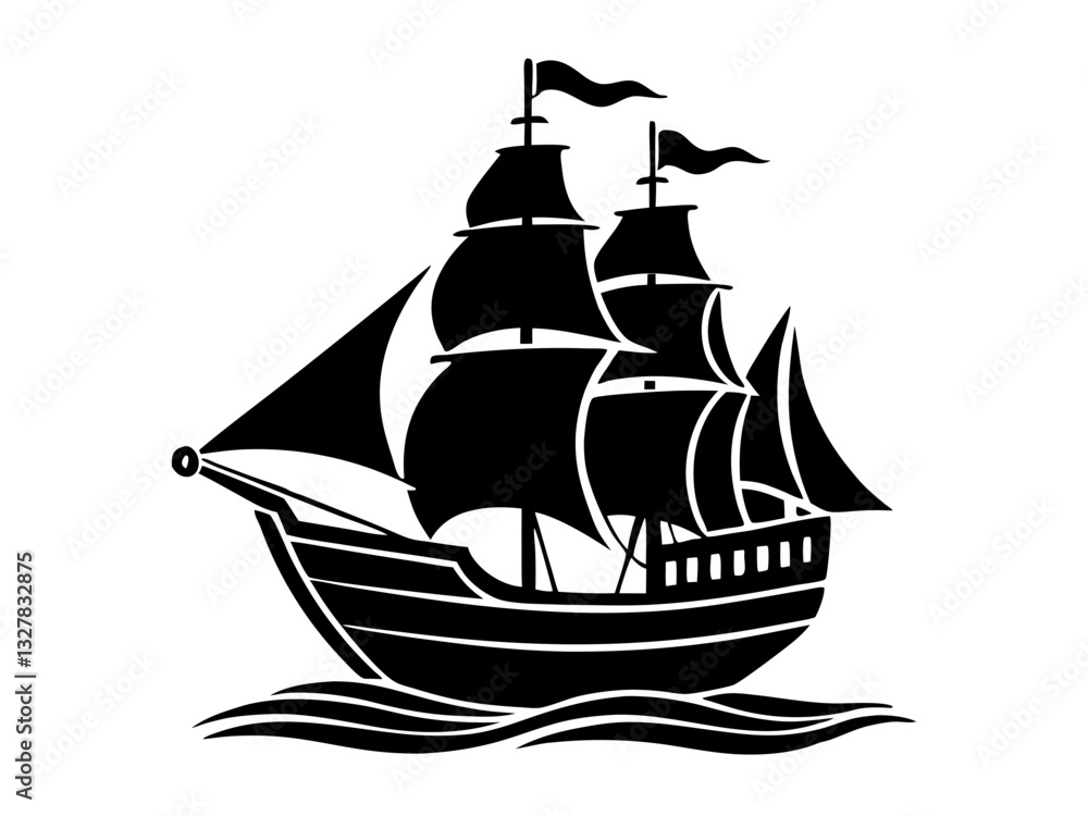 ship black silhouette vector, Simple silhouette Design vector icon with white background. Water transportation vector illustration ship black silhouette vector, Simple silhouette Design vector icon with white background. Water transportation vector illustration