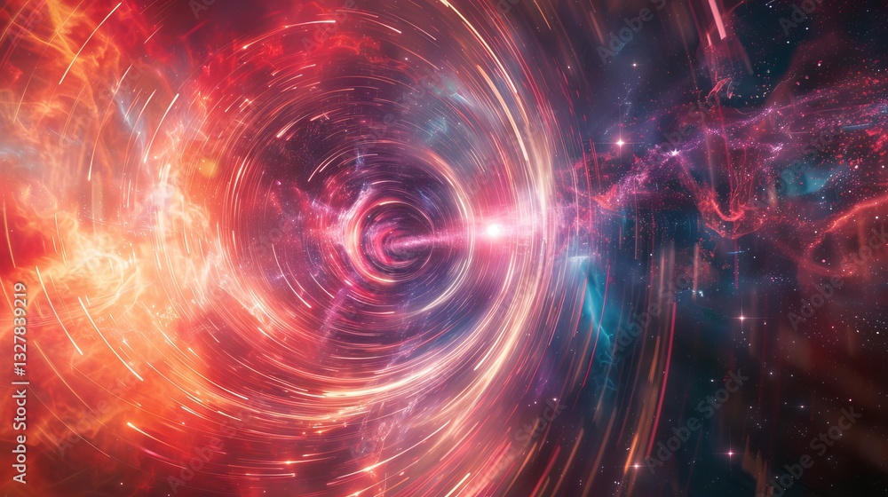 Fototapeta premium A vibrant swirl of colorful cosmic energy depicts the essence of a galaxy in motion.