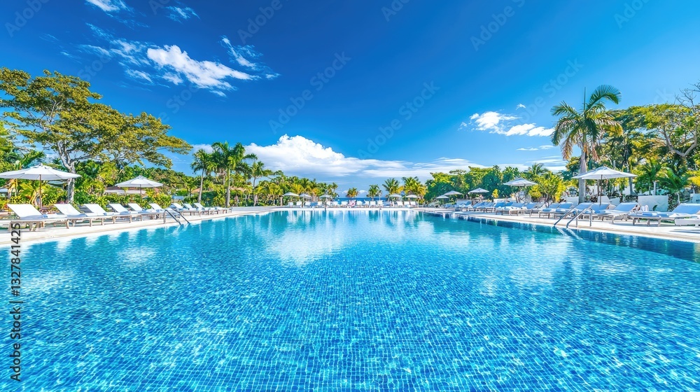 Fototapeta premium Luxury Resort Poolside Paradise: Tropical Getaway