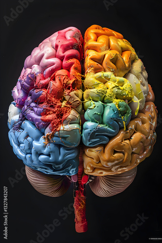 Colored Brain Map Interpreting Different Psychological Functions