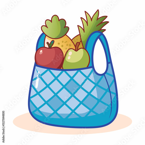 Fresh fruit shopping market scene illustration colorful environment close-up view healthy lifestyle concept