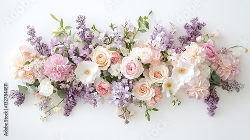 A beautiful arrangement of colorful fresh flowers on white background