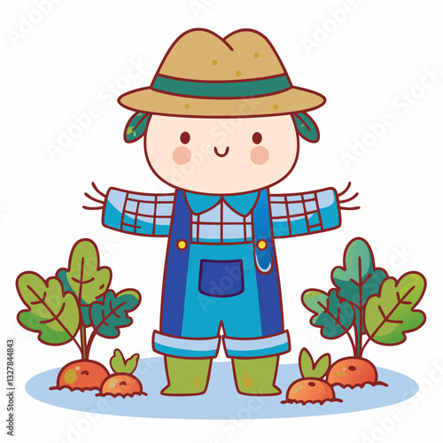 Gardening activity farm illustration nature front view cultivating healthy vegetables