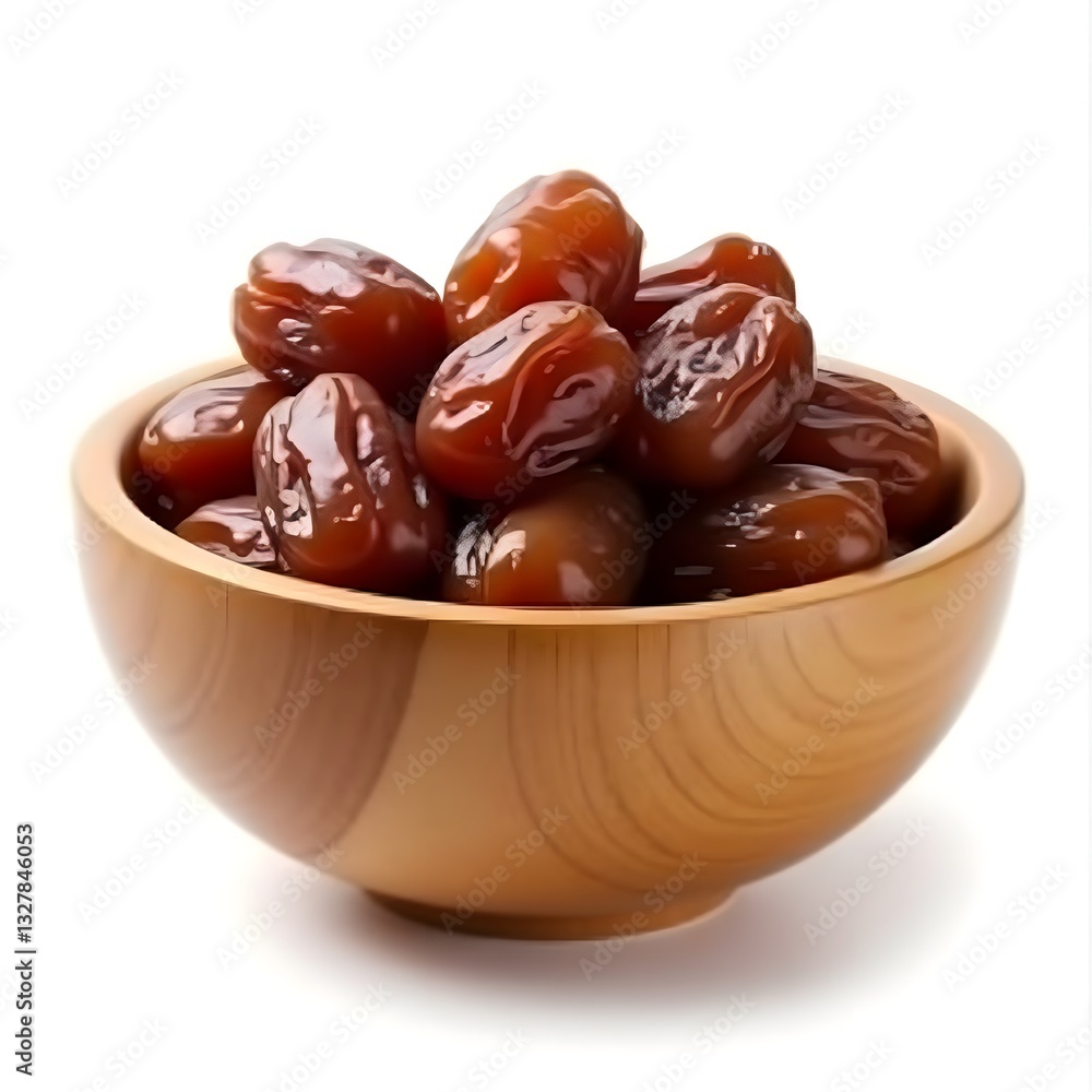Fresh Organic Dates in a Traditional Wooden Bowl – Essential Ramadan Food Fresh Organic Dates in a Traditional Wooden Bowl – Essential Ramadan Food