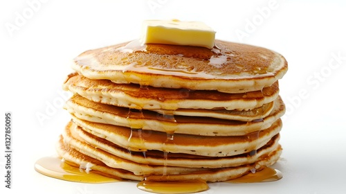 Wallpaper Mural Stack of pancakes with butter and honey on white Torontodigital.ca