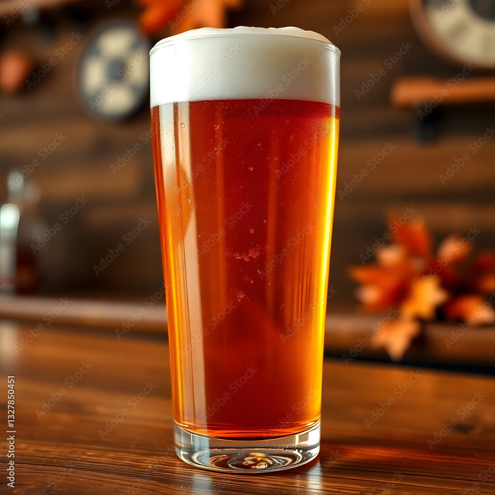 Cold Beer Glass with Golden Foam - Ultra Realistic, Refreshing Lager, Pub Background Cold Beer Glass with Golden Foam - Ultra Realistic, Refreshing Lager, Pub Background