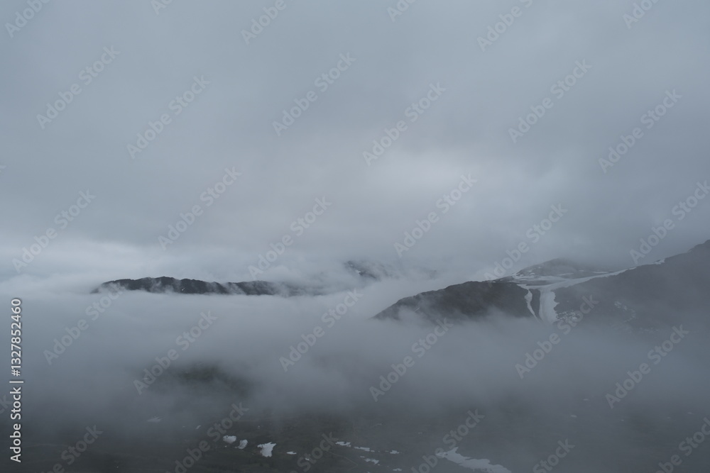 Foggy mountains in Kenai Fjords National Park Foggy mountains in Kenai Fjords National Park