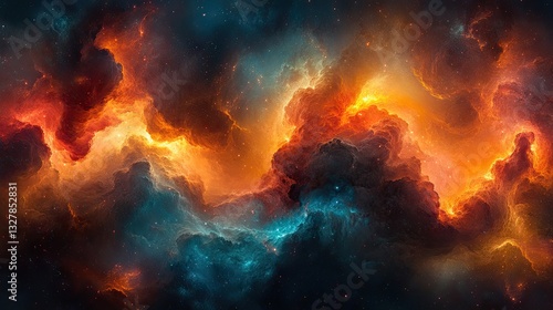 Fiery nebulae swirl through cosmic space