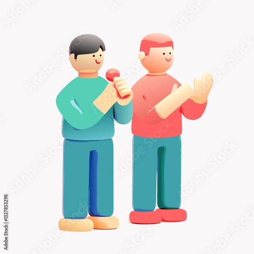 Celebrating success cheerful characters applauding together in a minimalist studio environment