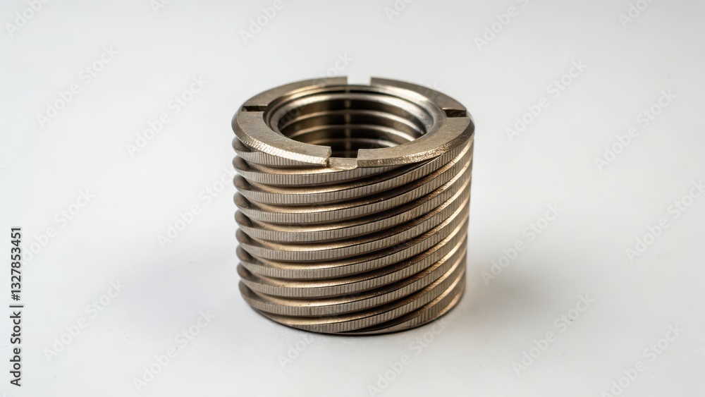 Threaded Insert, Metal Insert, Helical Coil Insert on White Background