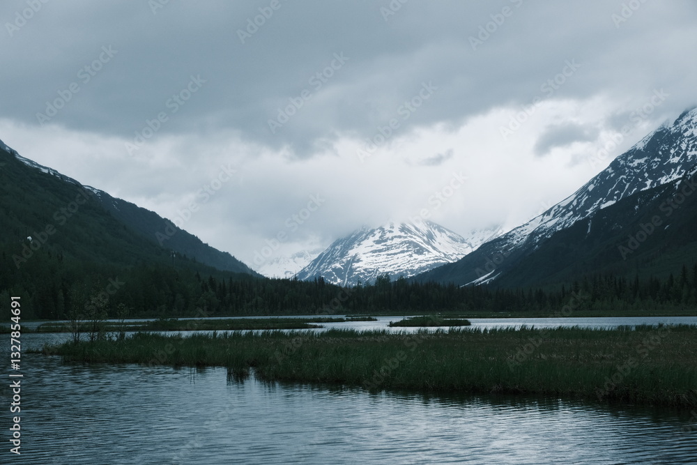 Kenai Peninsula on cloudy day in Kenai Fjords National Park Alaska