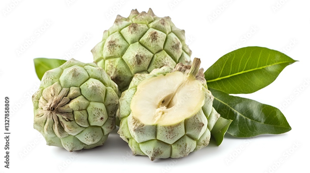 Obraz premium Fresh Cherimoya Fruits Isolated on White Background