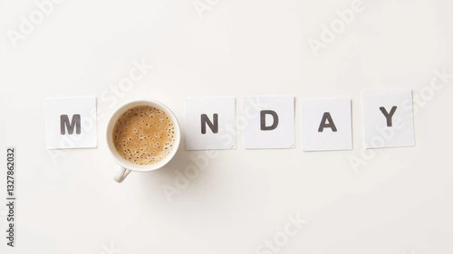 Monday Word with the letter O replaced by a cup of espresso.