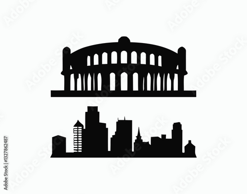 City Architecture Silhouette Isolated Template