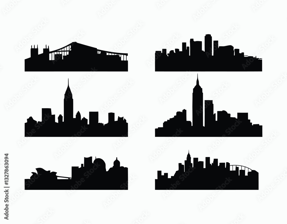 Fototapeta premium City Buildings Skyline Silhouette Vector Template