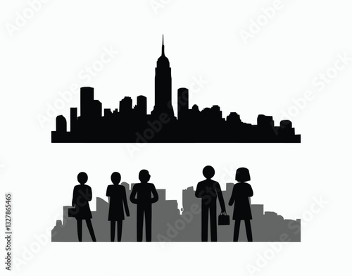 Silhouette of City Life Collection Isolated Template